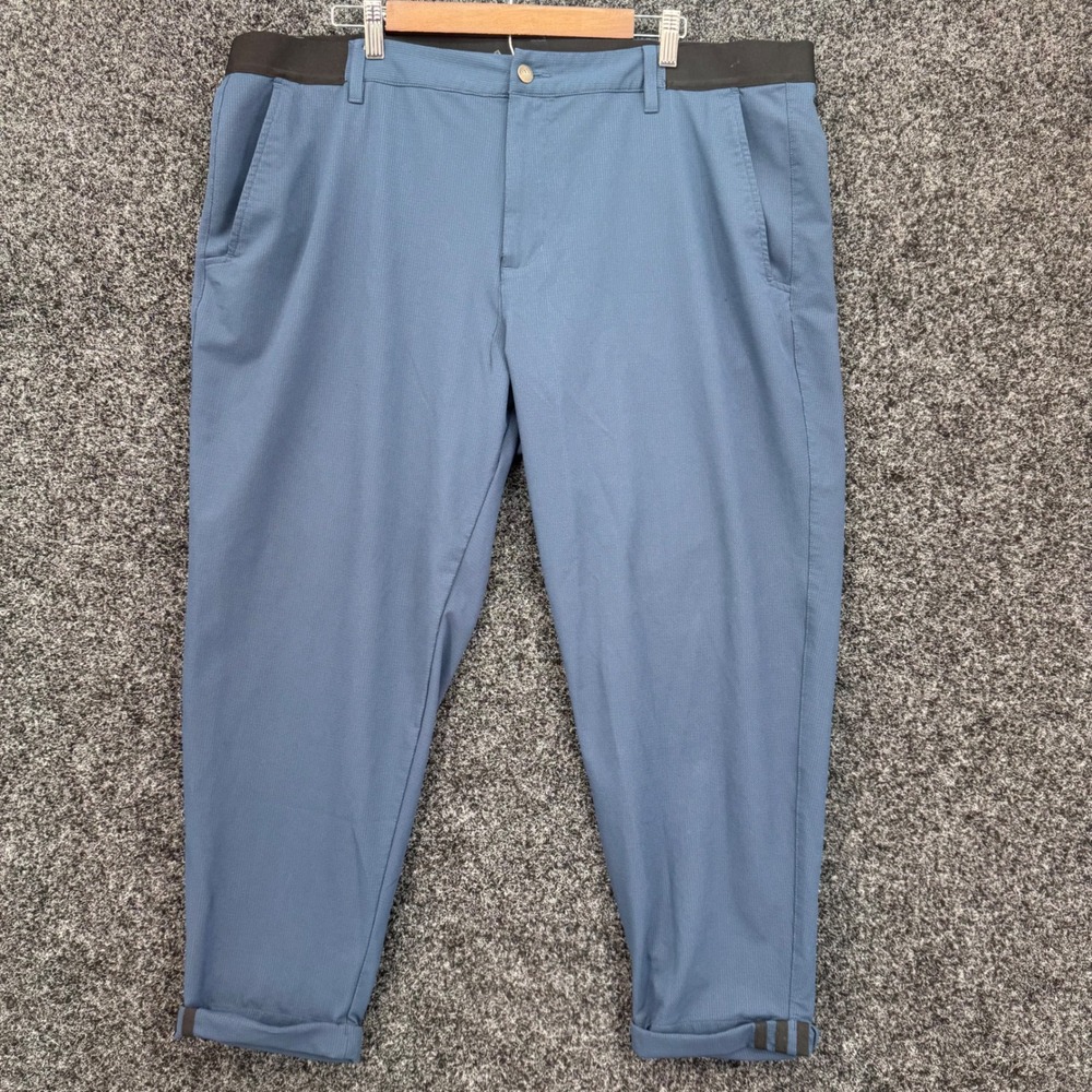 Adidas Golf Pants Mens 42 Blue Textured Tapered Cuffed Athletic Trousers